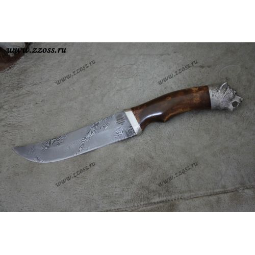 Нож «Лесной рейнджер» Н5-Л, сталь контрастный дамаск (65Г-Х12МФ1), рукоять: никель, орех, литьё